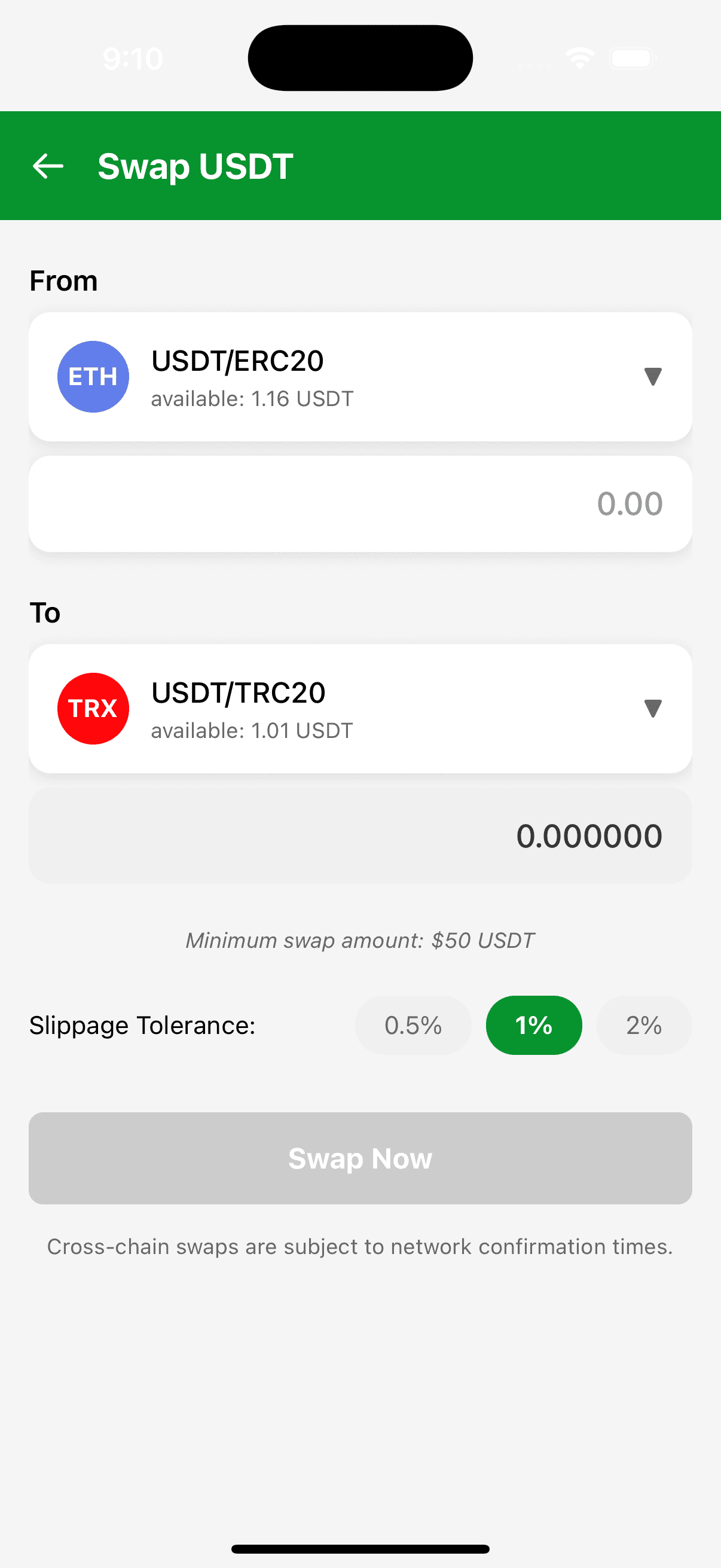 Palma Wallet UI screen